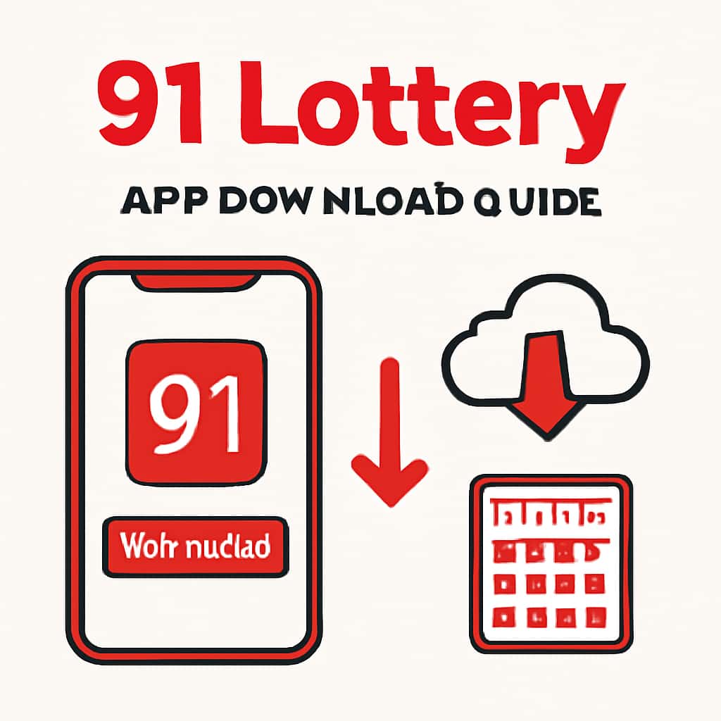 Illustration detailing the 91 Lottery app installation process.