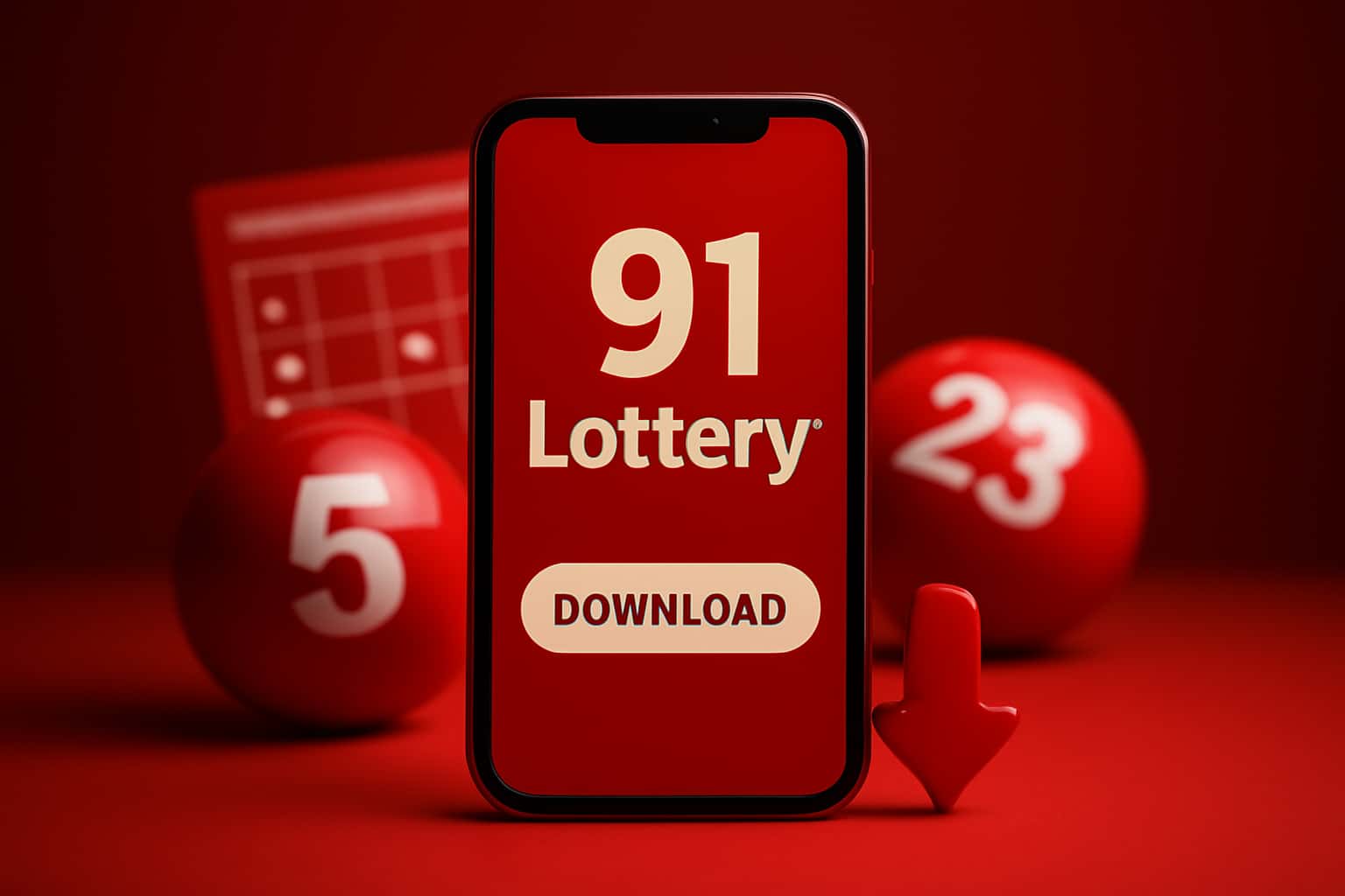 Informational scene illustrating the 91 Lottery Download process.