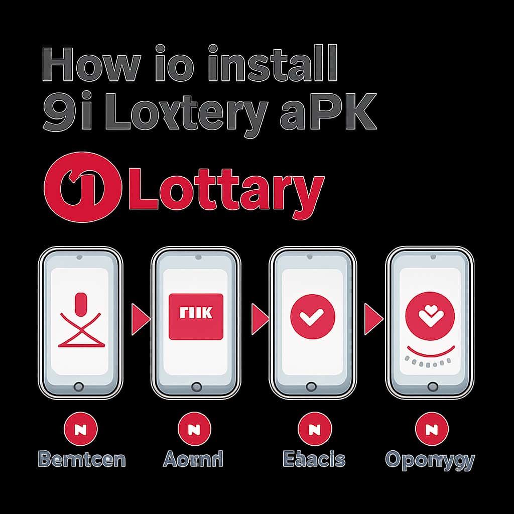 Diagram illustrating the installation steps for 91 Lottery APK.