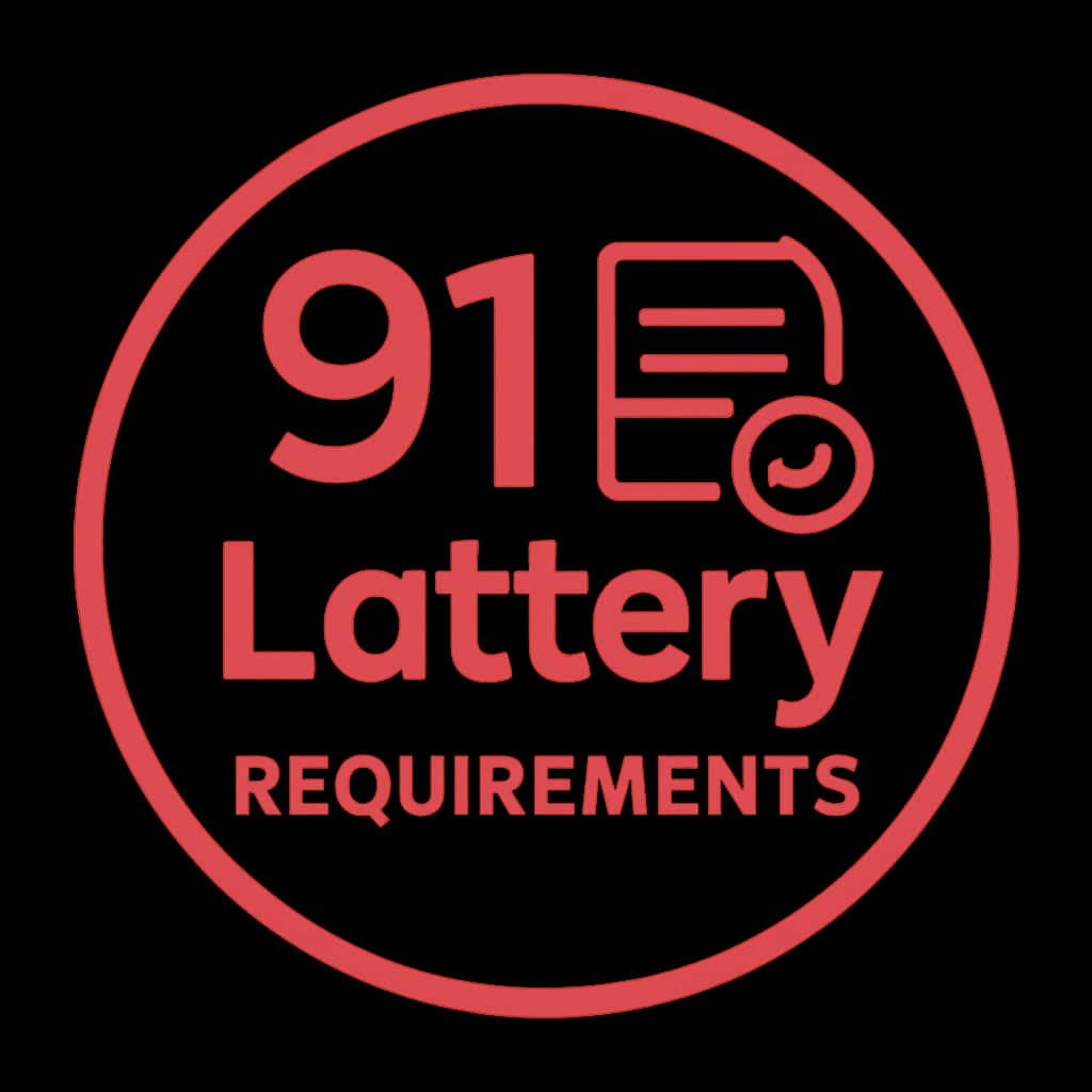 Badge representing requirements for 91 Lottery app.