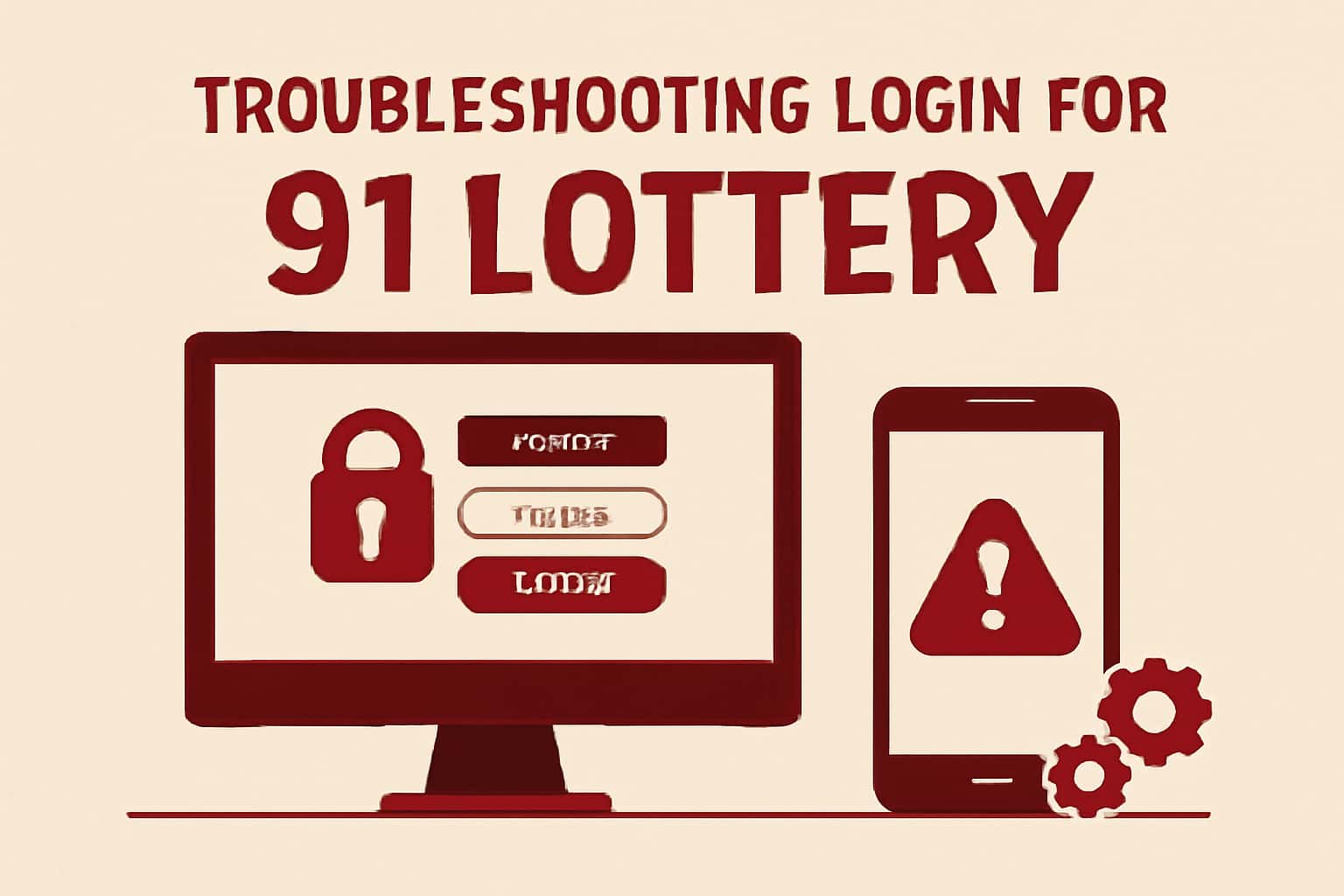 A high-tech illustration related to troubleshooting login issues for the 91 Lottery app.